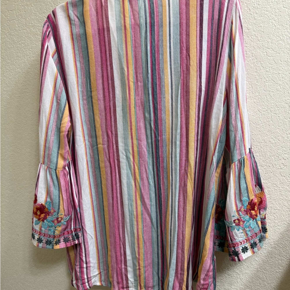 Floral Embroidered Striped (Savannah Jane Dup) Women's Top - Picture 7 of 12